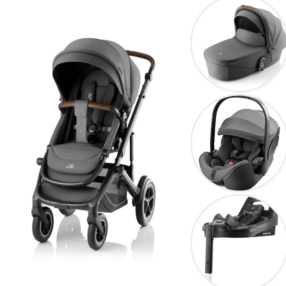 Britax Römer SMILE 5Z Style inkl. liggedel, babysafe pro og vario base - Minearl grey- Kombivognspakker
