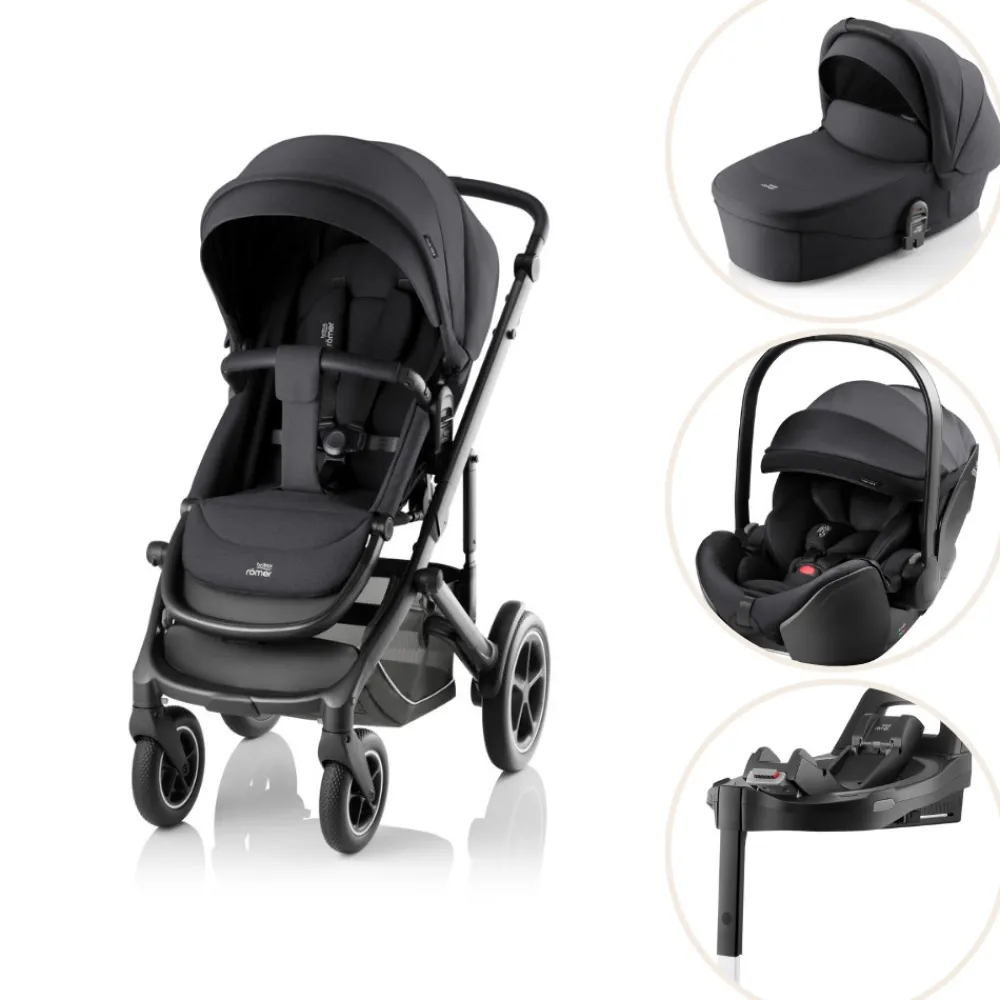 Britax Römer SMILE 5Z Style inkl. liggedel, babysafe pro og vario base - Carbon black- Kombivognspakker