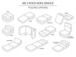 By KlipKlap Sofa - 3 fold single soft - mørkegrå/sortgrå knap-Børn Tumlemøbler