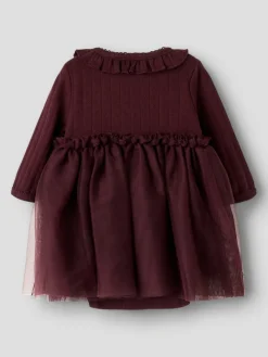 Lil' Atelier Solange Langærmet Tulle Bodykjole - Catawba Grape- Juletøj|Kjoler