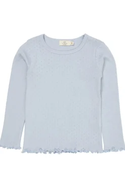 Copenhagen Colors Sommer pointelle t-shirt - DUSTY BLUE- Bluser