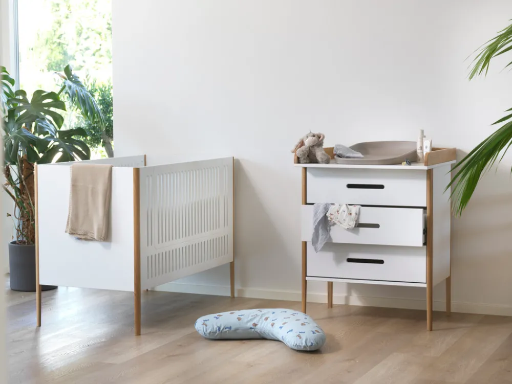 BeKids Spoke puslekommode - Hvid/Eg-Børn Pusleborde|Pusleborde