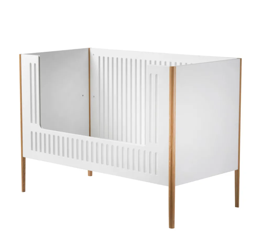 BeKids Spoke tremmeseng - Hvid/Eg-Børn Tremmesenge