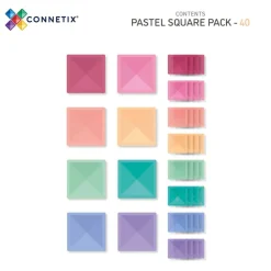 CONNETIX Square Pack - magnetsæt 40 dele - pastel- Magnetlegesæt