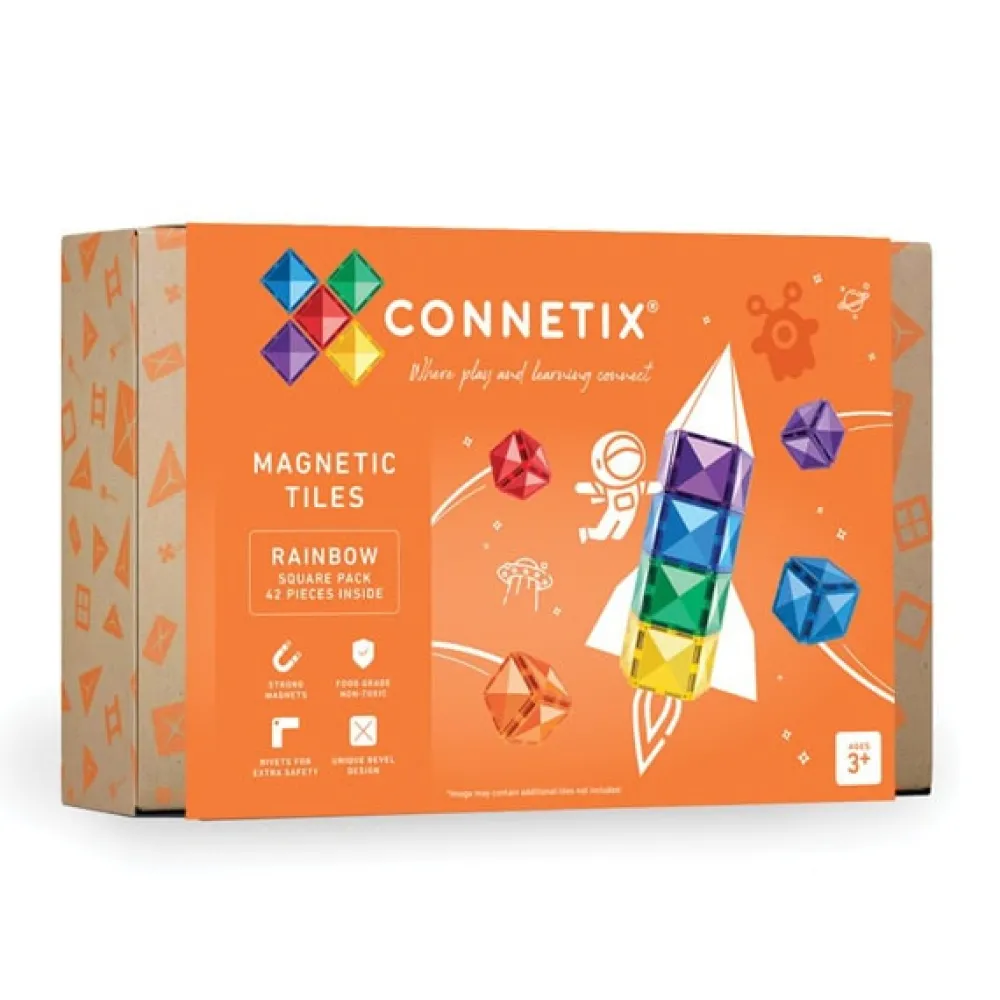 CONNETIX Square Pack - magnetsæt 42 dele - rainbow- Magnetlegesæt