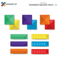 CONNETIX Square Pack - magnetsæt 42 dele - rainbow- Magnetlegesæt