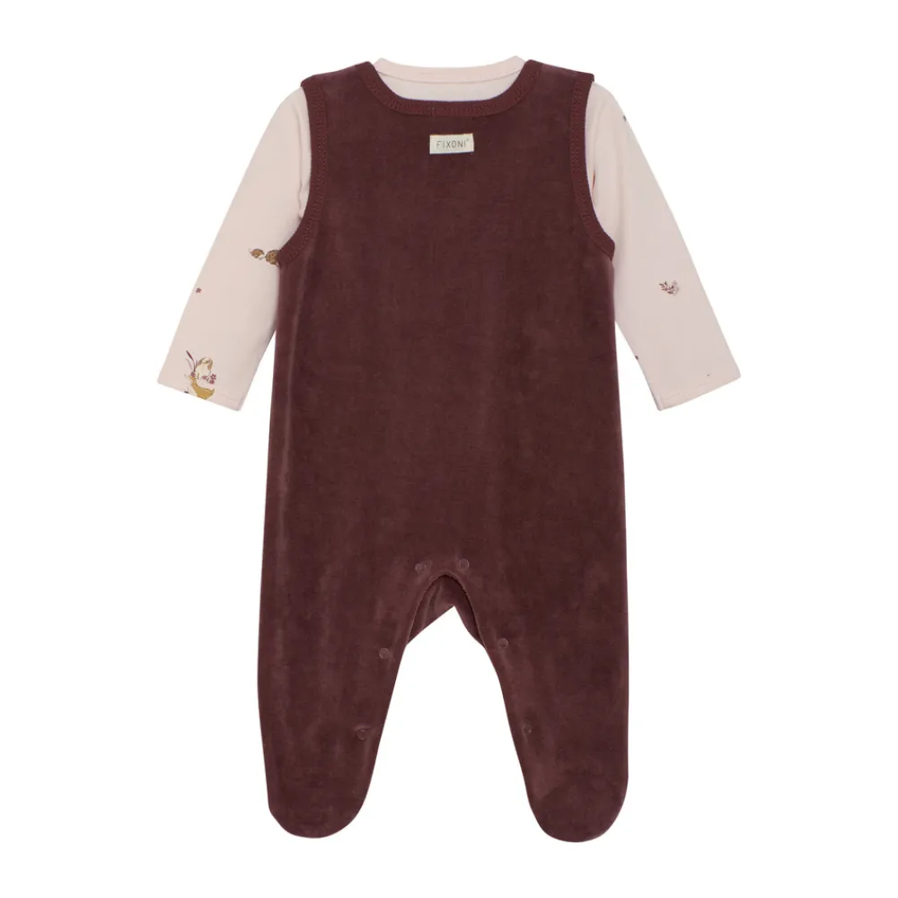 Fixoni Sæt m. Body og velour bukser - 4953- Heldragter M. Fod