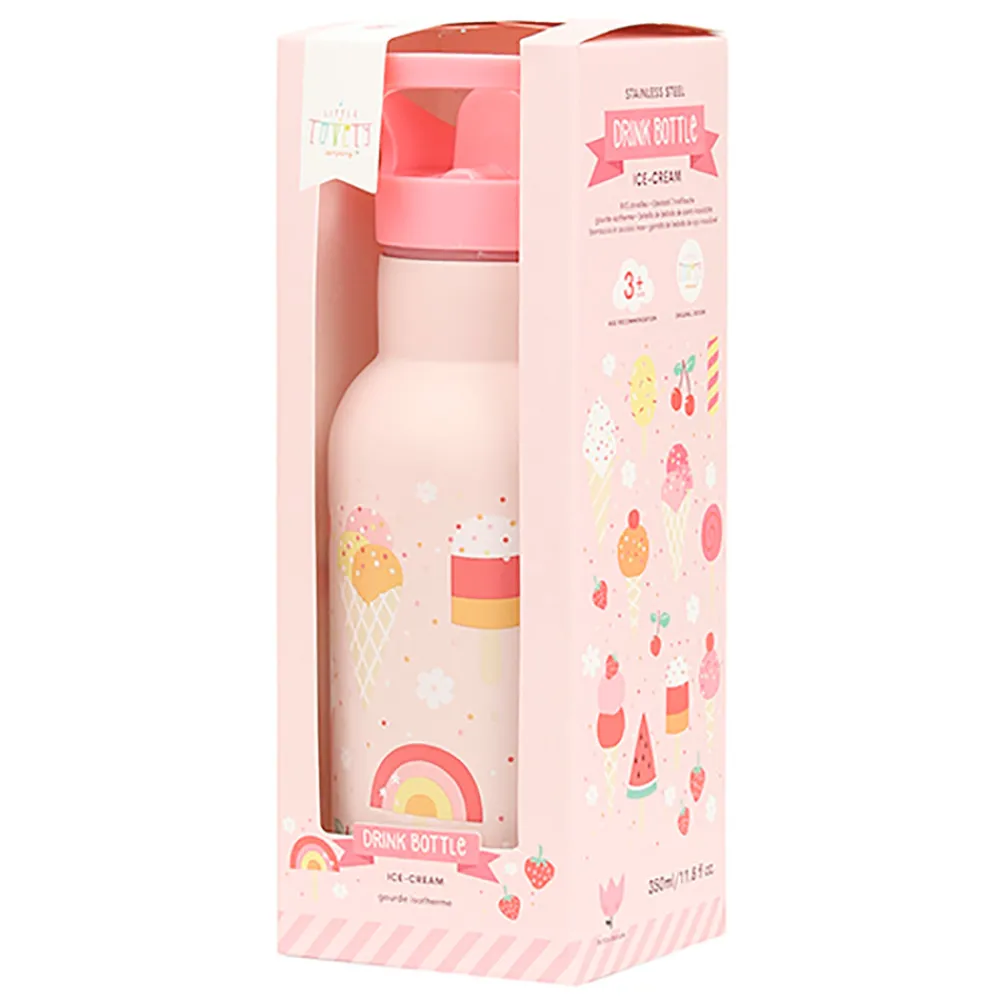 A Little Lovely Company Stainless steel drink bottle: Ice-cream- Madkasser & Drikkedunke