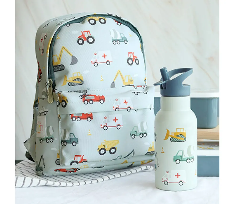 A Little Lovely Company Stainless steel drink bottle: Vehicles- Madkasser & Drikkedunke