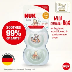 NUK Star Silicon S1 - Winnie The Pooh 2 stk- Sutter