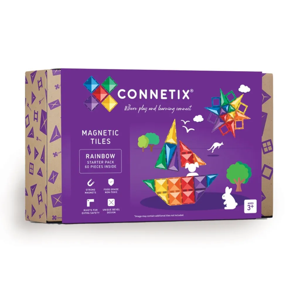 CONNETIX Starter Pack - magnetsæt 60 dele - rainbow- Magnetlegesæt