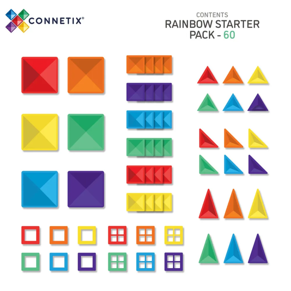 CONNETIX Starter Pack - magnetsæt 60 dele - rainbow- Magnetlegesæt