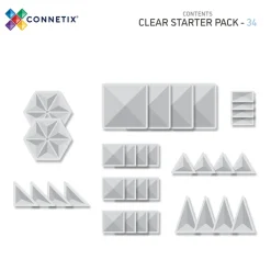 CONNETIX Starter Pack - magnetsæt 34 dele - clear- Magnetlegesæt
