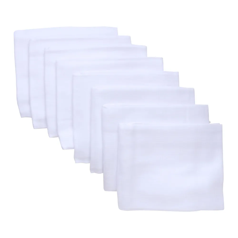 BeKids Stofbleer 8 stk. - hvid-Børn Stofbleer & Klude|Stofbleer