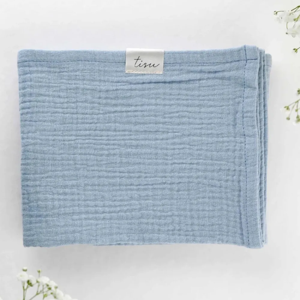 TISU Stofbleer muslin sæt, lysegrøn + lyseblå-Børn Stofbleer