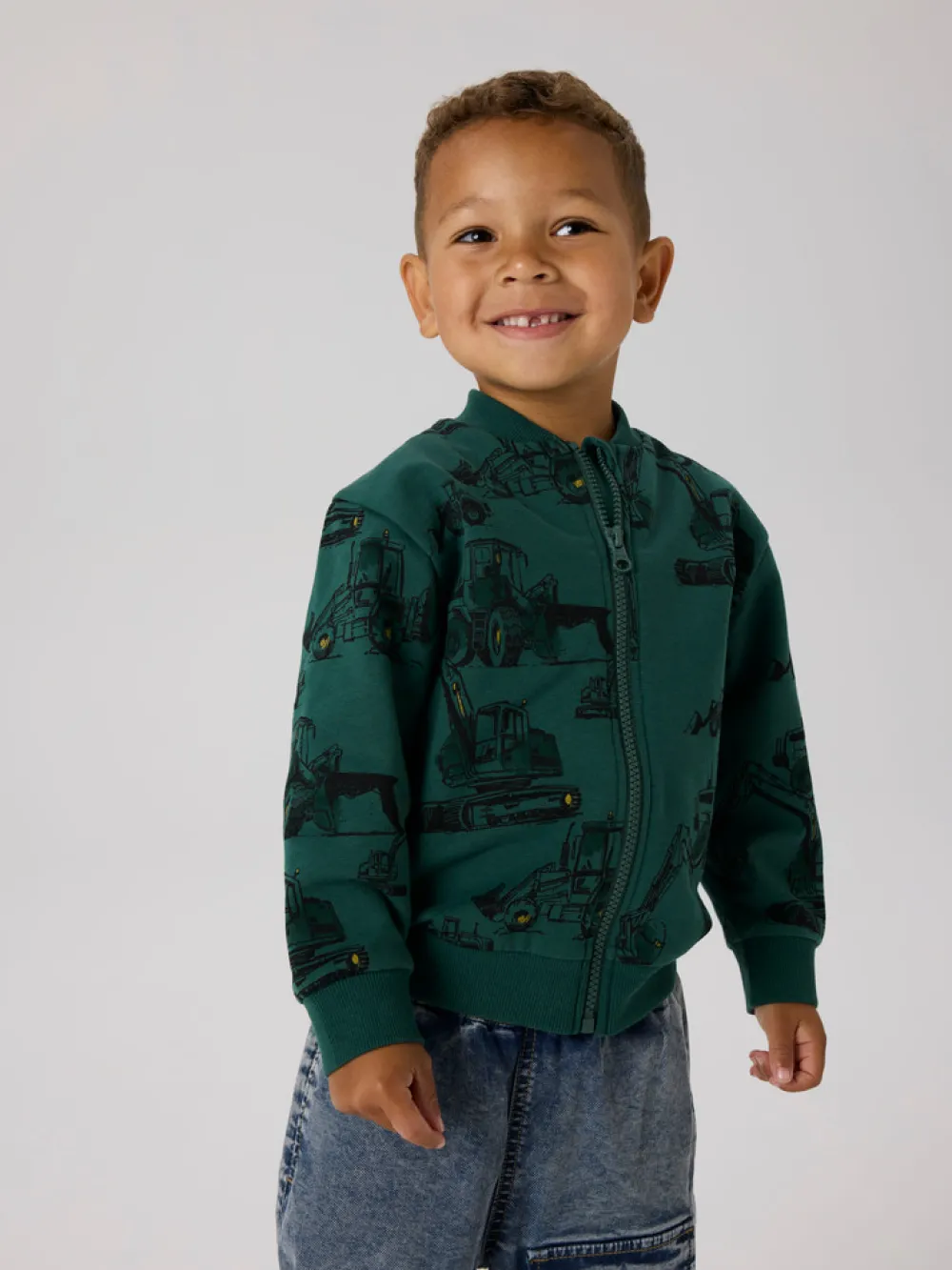 NAME IT Storm Sweatshirt m. Lynlås - Bistro Green- Cardigans, Veste & Trøjer