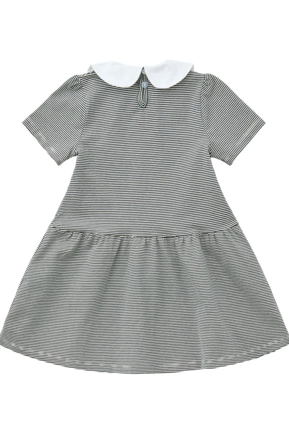 Copenhagen Colors Stribet kjole m. poplin krave - NAVY- Kjoler