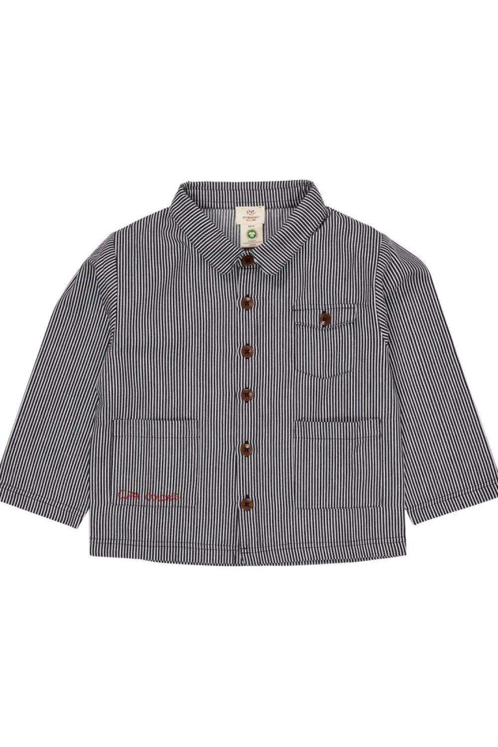 Copenhagen Colors Stribet twill jakke med lommer - NAVYSTRIPE- Skjorter