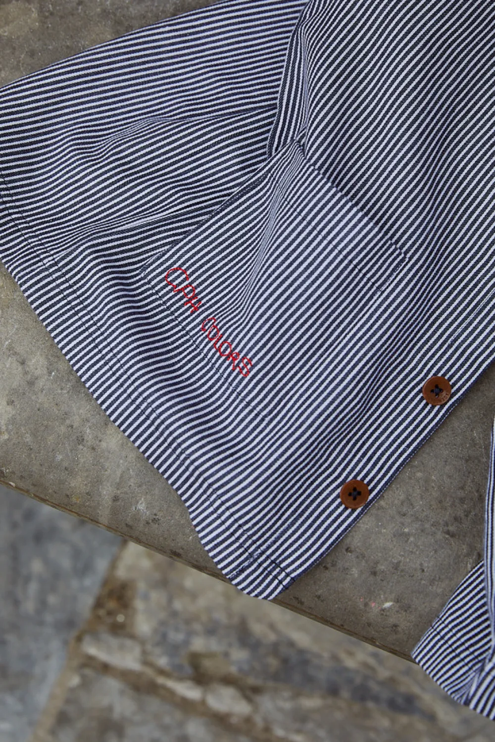 Copenhagen Colors Stribet twill jakke med lommer - NAVYSTRIPE- Skjorter