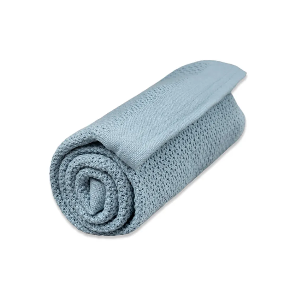 VINTER & BLOOM Striktæppe, bomuld - Blå-Børn Tæpper