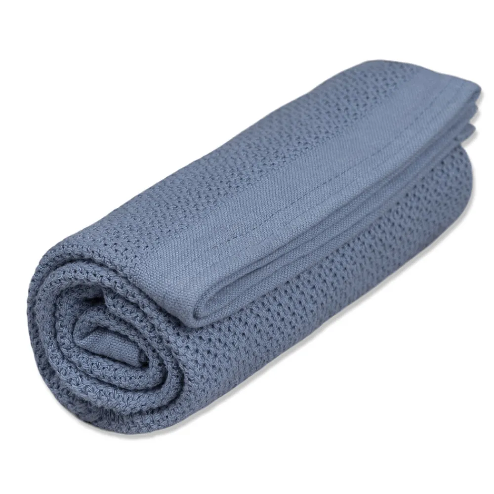 VINTER & BLOOM Striktæppe, bomuld - Denim-Børn Tæpper