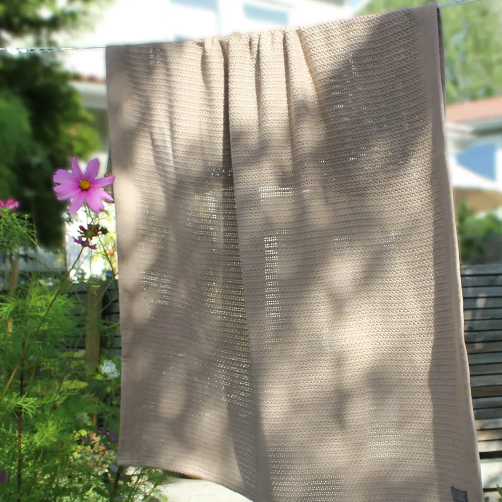 VINTER & BLOOM Striktæppe, bomuld - Pebble grey-Børn Tæpper