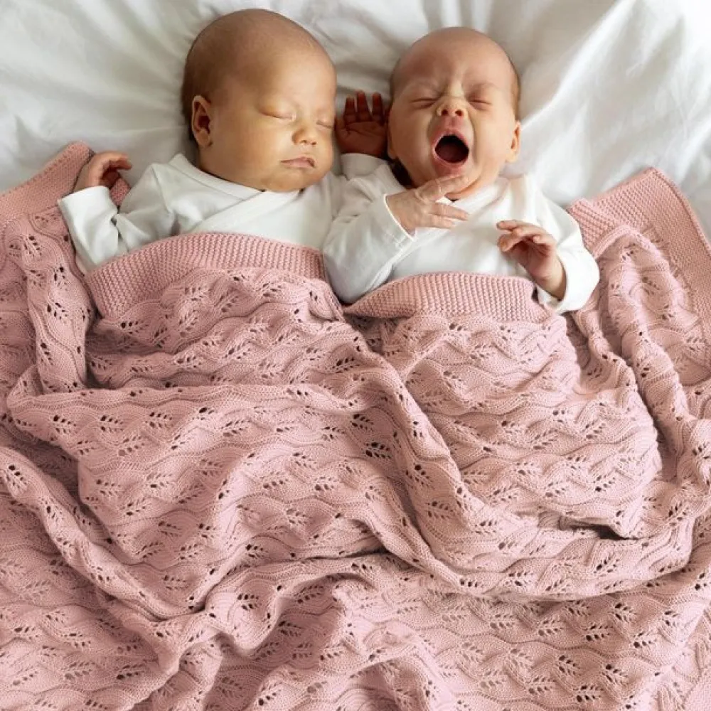 VINTER & BLOOM Striktæppe, bomuld, ECO - Cloud pink-Børn Tæpper