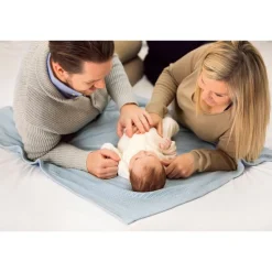 VINTER & BLOOM Striktæppe, bomuld, lyseblå-Børn Tæpper