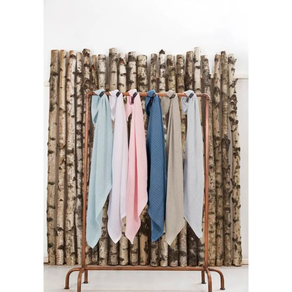 VINTER & BLOOM Striktæppe, bomuld, lyseblå-Børn Tæpper