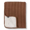 VINTER & BLOOM Striktæppe med fleece - Nougat-Børn Tæpper