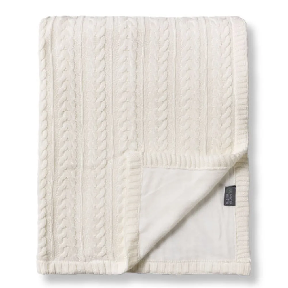 VINTER & BLOOM Striktæppe med fleece - Warm white-Børn Tæpper