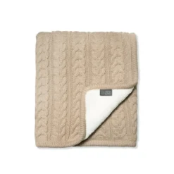 VINTER & BLOOM Striktæppe med fleece, sand beige-Børn Tæpper
