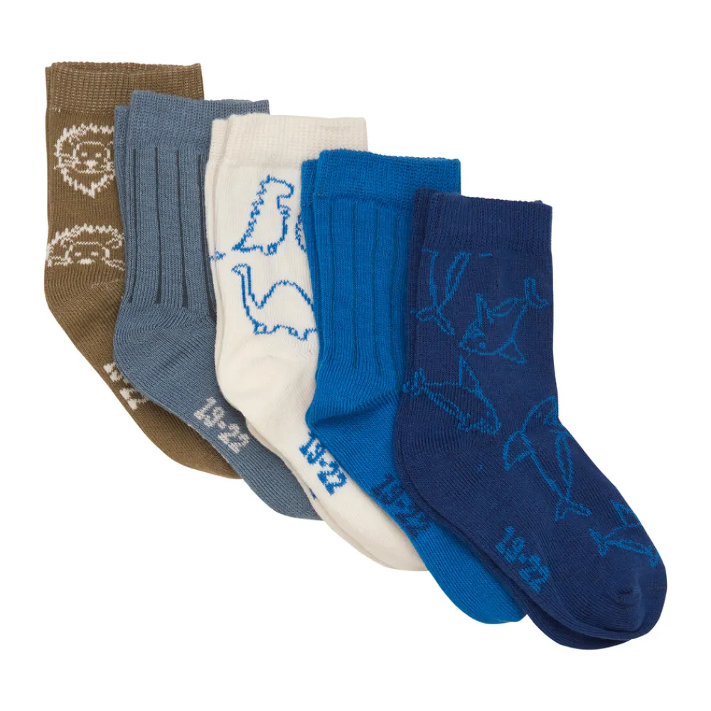 BeKids Strømpe m. mønster (5-pak) - Deep Water- Strømper|Multipack