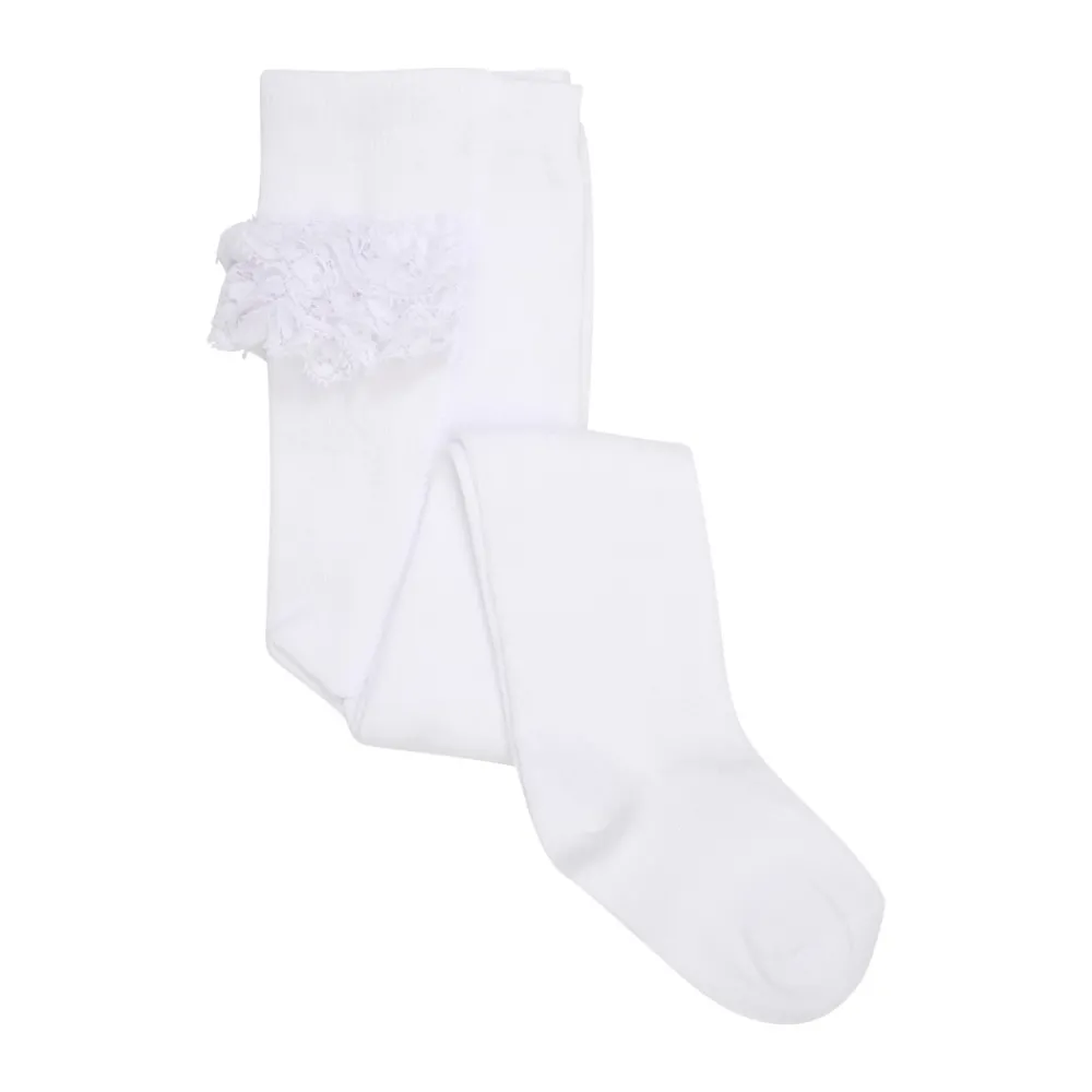 BeKids Strømpebukser m. Blonde - White- Strømpebukser