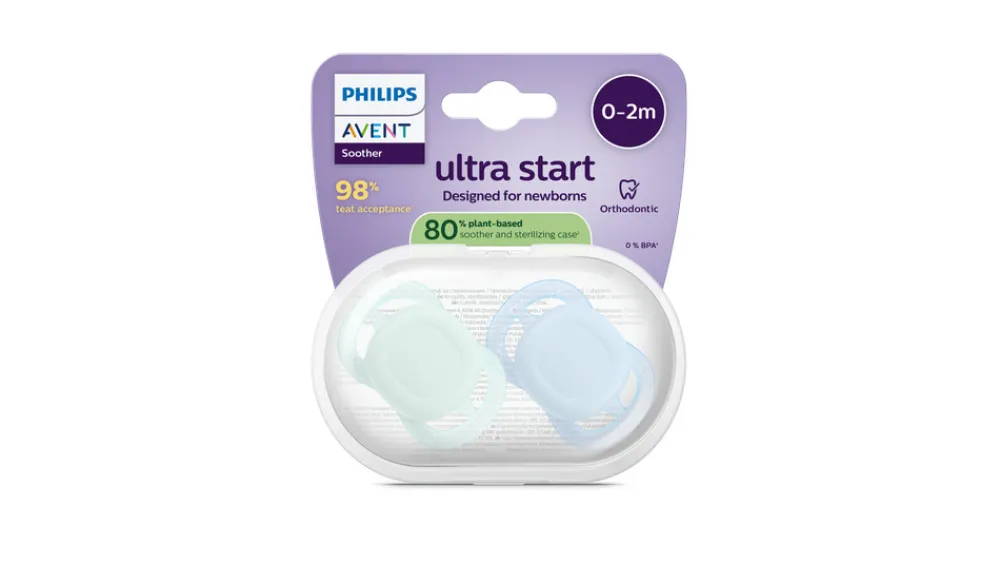 Philips Avent Sut Ultra start, 0-2 m, lysegrøn/lyseblå- Sutter