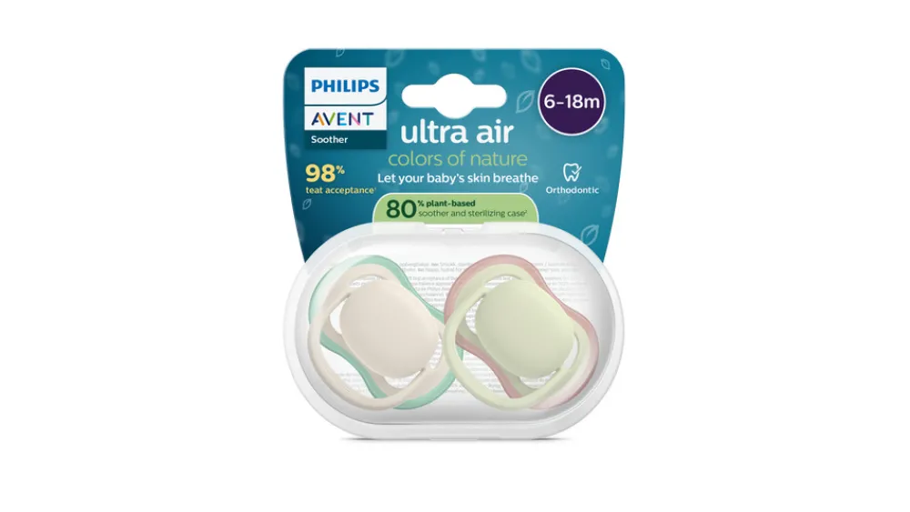 Philips Avent Sut Ultra air, 6-18 m, lys beige/lysegrøn- Sutter