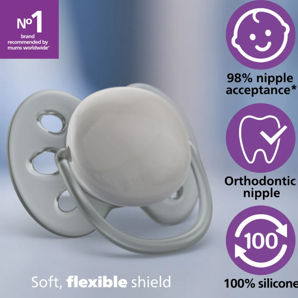 Philips Avent Sut Ultra soft, 6-18 m, lilla og lyserød- Sutter