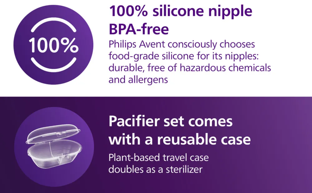 Philips Avent Sut Ultra soft, 6-18 m, lilla og lyserød- Sutter