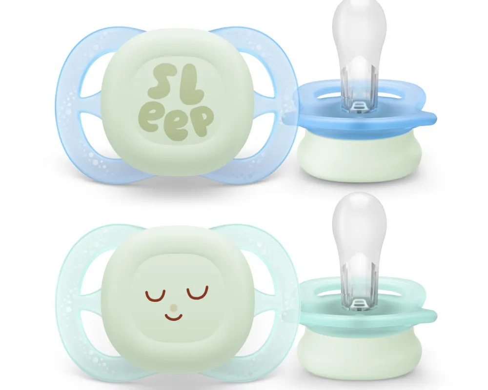 Philips Avent Sut, Ultra Start Night 0-2mdr. 2 pk, grøn og blå- Sutter