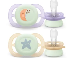 Philips Avent Sut, Ultra Start Night 0-2mdr.2 pk, l.lilla, beige- Sutter