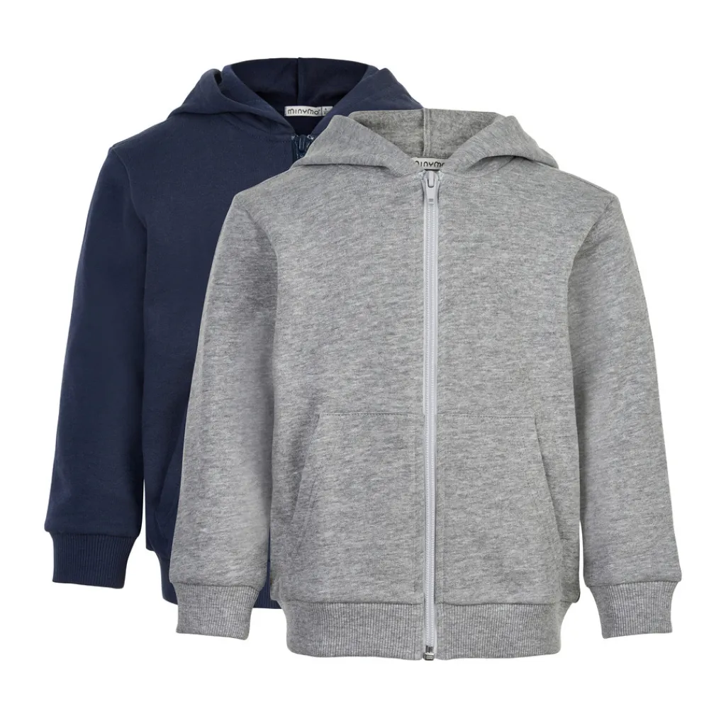 Minymo Sweat jakke m. hætte 2-pak - 131- Cardigans, Veste & Trøjer|Sweatsæt