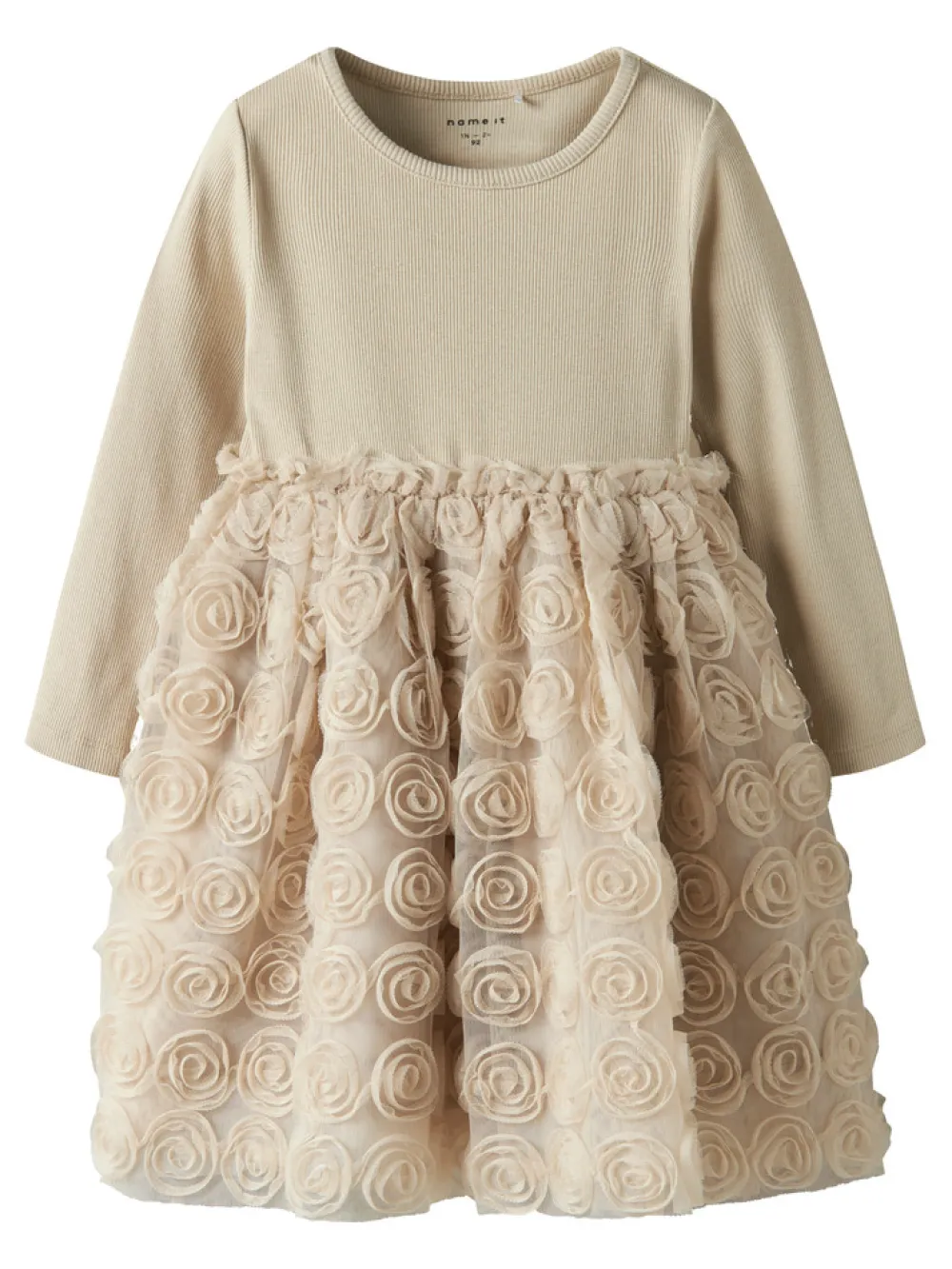 NAME IT Sykia Tyl Kjole - Cement- Kjoler