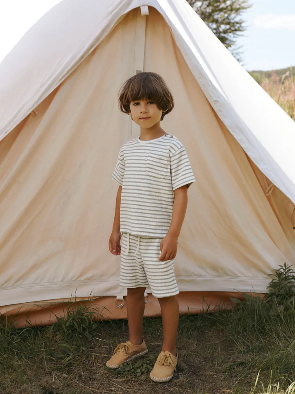 Lil' Atelier Tadeo kortærmet løs t-shirt - SEAGRASS- T-Shirts & Toppe