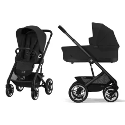 Cybex Talos S Lux - moon black/black m. Cot S Lux- Kombivogne Med Flade Sæder