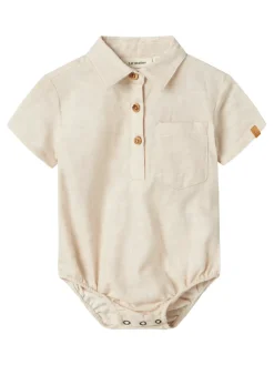 Lil' Atelier Tarou kortærmet løs body skjorte - BLEACHED- Bodystocking Kortærmet