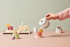 KIDSCONCEP Tesæt i træ, pastel- Køkkenleg