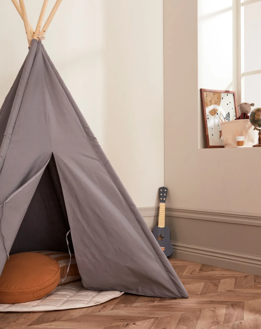 KIDSCONCEP Tipi-telt, Grå – 110x160 cm- Legetelte & Tipier