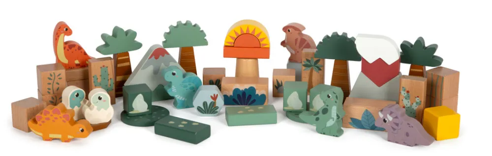 SMALL FOOT Træ byggeklodser Dino- Træklodser