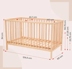 Kukka Tremmeseng 60x120 - natur-Børn Tremmesenge