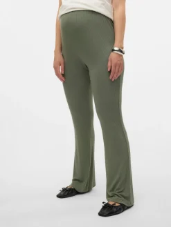 MamaLicious Trinity flared bukser - AGAVEGREEN- Jeans, Bukser & Shorts